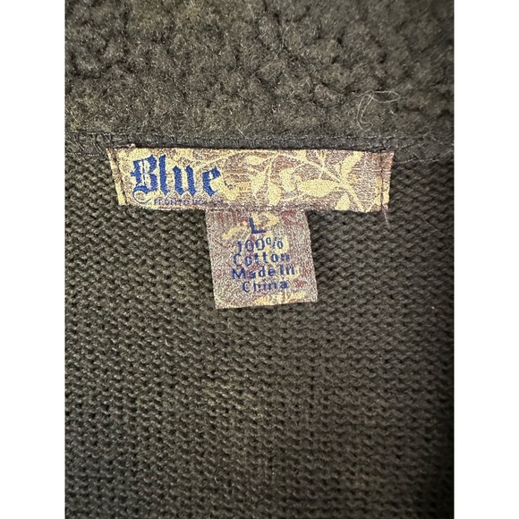 Pronto UOMO Blue Vintage brown y2k full zip 100% cotton sweater Size L - Picture 2 of 6